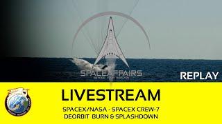 SpaceX/NASA - SpaceX Crew-7 - Deorbit Burn & Splashdown - March 12, 2024