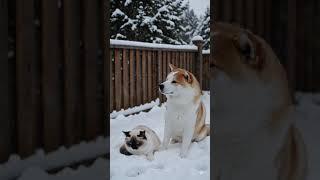 20250619 1519 Snowy Companions simple compose#cat #cute #cutecat #love #dog  #catstagram #puppy
