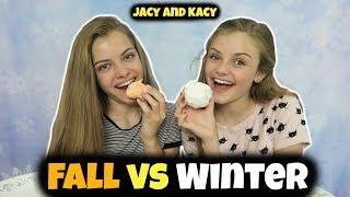 Fall vs Winter ~ Snacks Challenge ~ Jacy and Kacy