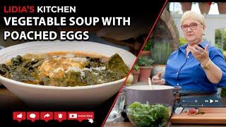 Vegetable Soup with Poached Eggs