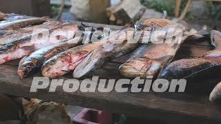 A variety of river fish from the Amur River on the fisherman's table.