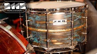 Pork Pie USA Patina Brass 8x14 Snare Drum w/Aged Nickel Hardware and Gold-Plated Bead