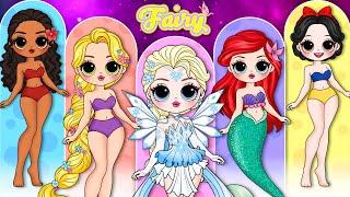 Disney Princess Become Fairy | DIY Paper Dolls & Crafts