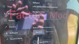 Tesla Factory Mode input in Factory mode on firmware 2022.8.10.12