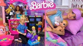 Barbie & Ken Doll Family Arcade and Morning Routine