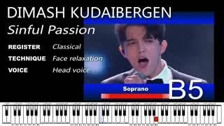 (fanmade) Dimash Kudaibergen - vocal range of "Sinful Passion"