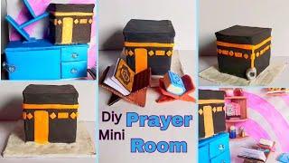 Diy Mini Prayer Room with Cardboard, Clay and Paper | Diy Mini Al Quran | Diy mini Kaaba Sharif