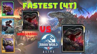 FASTEST 4 TURNS DEFEATED MORTEM REX RAID APEX BOSS JURRASIC WORLD ALIVE (JWA)// Moveset in Note