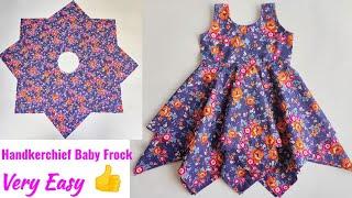 Very Easy Handkerchief Baby Frock cutting and stitching 3-4 year | Baby Frock cutting and stitching