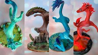 Four Elemental Dragons | Fire, Water, Earth, Air | Fantasy Sculptures | Review | by SilentKimiya