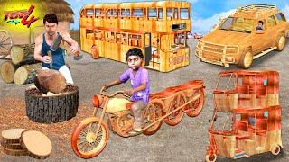 Garib Carpenter Wood Carving Mini Vehicles Motorbike Double Decker Auto Hindi Kahani Hindi Stories