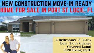 Move-In Ready New Construction Home For Sale | Port St. Lucie, Florida | 4 Bed 3 Bath 3 Car Garage