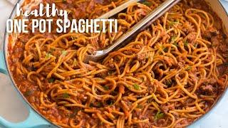 ONE POT Spaghetti and Meat Sauce made healthier! | The Recipe Rebel