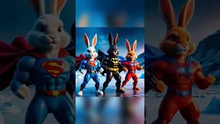 Polar bear monster vs spiderman rabbit vs batman rabbit vs superman rabbit #shorts #heroes #fluffy