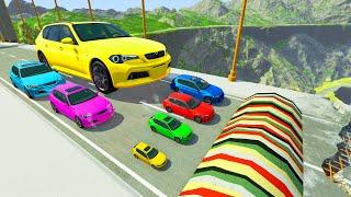 HT Gameplay Crash # 5 | Big & Small Cars vs Broken Bridge vs Color Speed Bumps