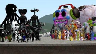 ALL CARTOON CATS VS ALL FNAF 1-9 SECURITY BREACH ANIMATRONICS In Garry's Mod! (Five Nights Freddy's)