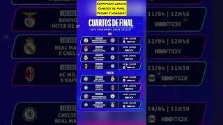 La UEFA Champions League arranca los cuartos de final este mes de Abril fechas y horarios ( México)