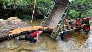 agricultural vehicle transporting wood girl's wood skills