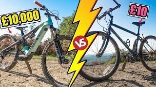 £10 MTB VS £10000 MOUNTAIN BIKE!