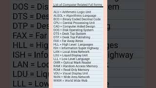 Full Forms of Computer : list of computer related full forms 