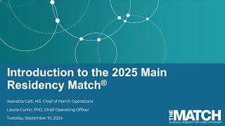 Introduction to the 2025 Main Residency Match Webinar for Residency Programs