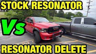 RAM 1500 5.7L HEMI STOCK RESONATORS Vs RESONATOR DELETE! Feat.  FLOWMASTER OUTLAW!