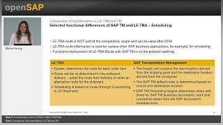 Comparison of functionalities in LE-TRA and TM - W2U2 - SAP Logistics SAP ERP to SAP S/4HANA