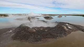 Partially Submerged Salton Sea Mud Pots and Mud Volcanoes Up Close.