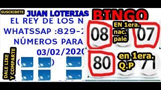 NUMEROS PARA HOY 03 FEBRERO | JUAN LOTERIAS