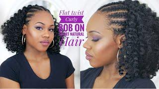 Flat Twist Curly Bob| Crochet Wand Curls | Short Natural Hair| Queenteshna