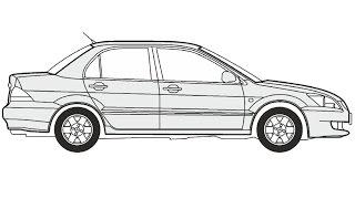 How to Draw a Mitsubishi Lancer / Как нарисовать Mitsubishi Lancer