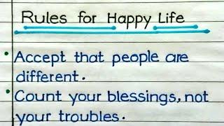 Rules For Happy Life ll How To Be Happy In Life 10 Rules In English ll