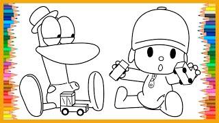 Coloring Pocoyo & Pato with Play Toys | How To Color, Easy Coloring, Drawing & Painting