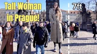 Reactions! 7ft Giantess visits Prague!