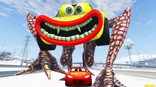 Escape From Lightning McQueen Eater Robo-Monkey Spider | McQueen VS McQueen Eater Spider | BeamNG