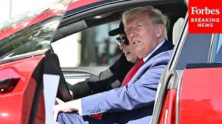 BREAKING NEWS: Trump Gets Behind Wheel Of Tesla For First Time At Surprise Press Gaggle With Musk