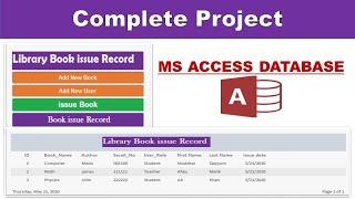 Library||Complete Microsoft Access Project|| Library Books issue Record Database||