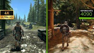 Skyrim 2023 - Fullly modded/ Vanilla comparison | RTX 4090 | 600+ Mods