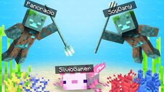 Minecraft: 2 ZOMBIES AHOGADOS vs 1 AJOLOTE CORREDOR  SILVIO vs 2 ASESINOS en MINECRAFT SPEEDRUN