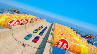 Mega Ramp Spider man and Hulk SuperHeroes Challenge Sport CARS GTAV ! Супергерои крутой спуск !