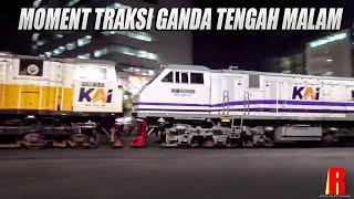 Moment Tengah Malam Traksi Ganda Kereta Api Ketel Lokomotif CC206 & CC203 WNB