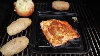 Grilled Salmon, Bloomin' Onion, Baked Potato