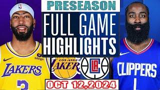 Los Angeles Lakers Vs LA Clippers Full Game Highlights Oct 12,2024 NBA Preseason