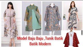 45 MOFEL BAJU BATIK TUNIK BATIK DAN BLOUSE BATIK || Batik Modern