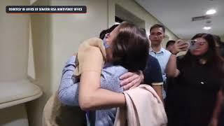 Senator Risa Hontiveros and Leila de Lima share a hug