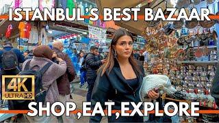 Istanbul Turkey 2024 4K Walking Tour | Eminönü Market, Egyptian Bazaar & Sirkeci Street Food Hub