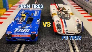 High Performance Sponge Wheels by Scaleauto vs. PU Tyres by Ortmann. foam rubber tires slot car