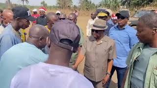 Pres Boakai inspects a proposed site meant for the construction of regional university in Foya, Lofa