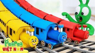 Pea Pea Drives On Colorful Train Toys - Cartoon For Kids - PeaPea Việt Nam