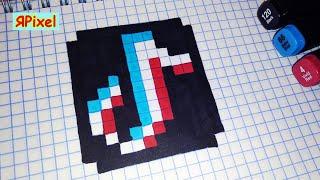 How to Draw Tik Tok Logo  for kids. TIK TOK по клеточкам в тетради! #30 - #pixelart ТИК ТОК